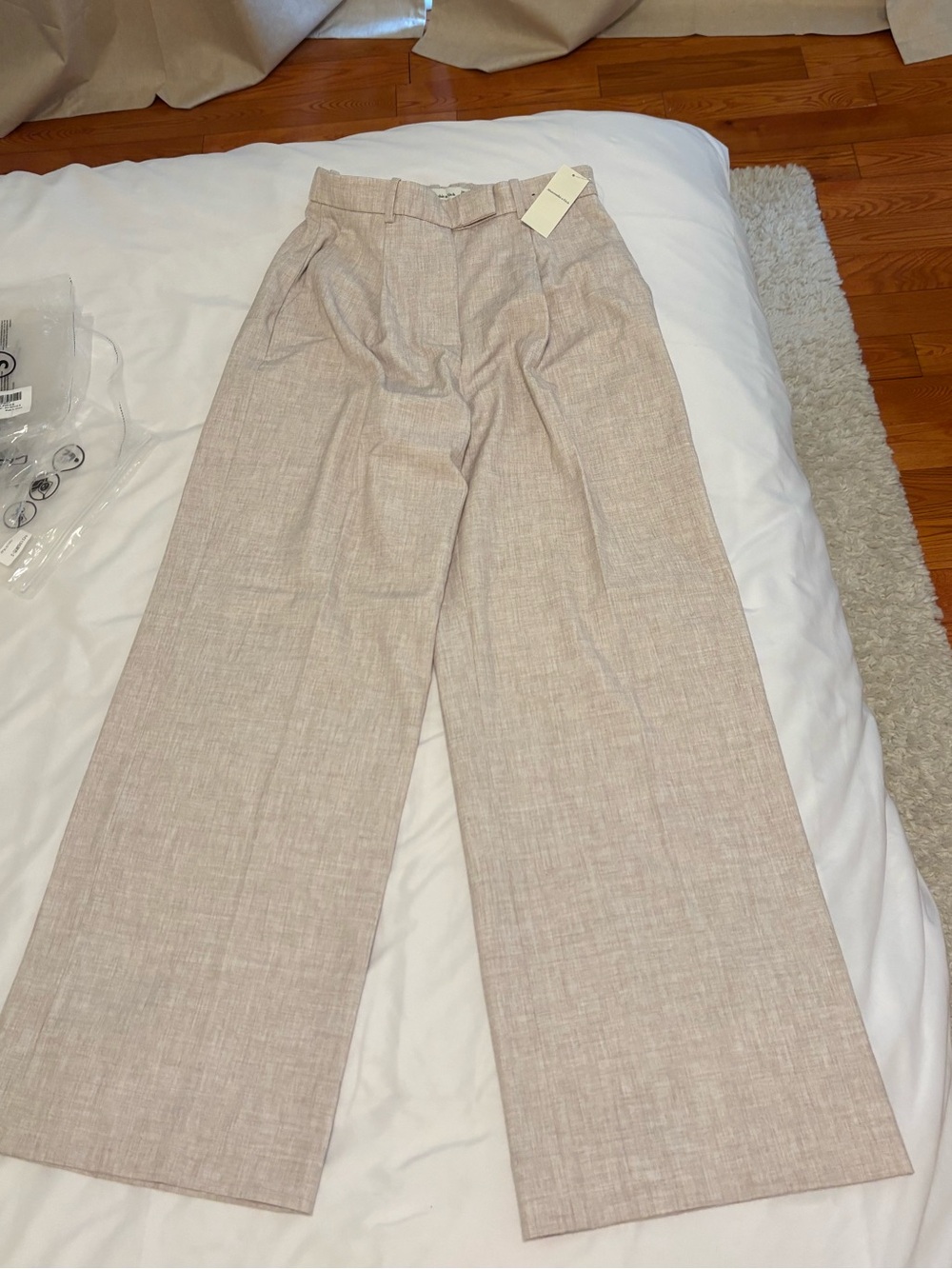 Abercrombie & Fitch Neutral Wide-Leg Linen-Blend Pants curve love